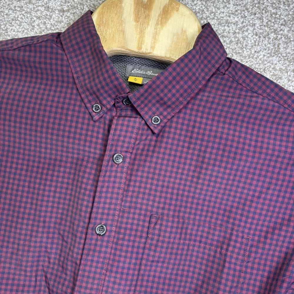 Eddie Bauer Shirt Mens LT Red Check Long Sleeve Button Down Casual Outdoor